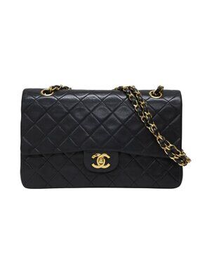 Chanel Quilted 25 Double Flap Chain Shoulder Bag CC Logo Lambskin Gold